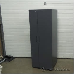Grey 2 Door Teknion Wardrobe Storage Cabinet